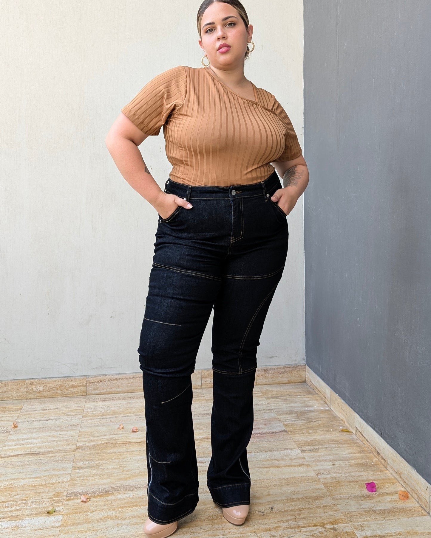 Jean Semi Flare Negro